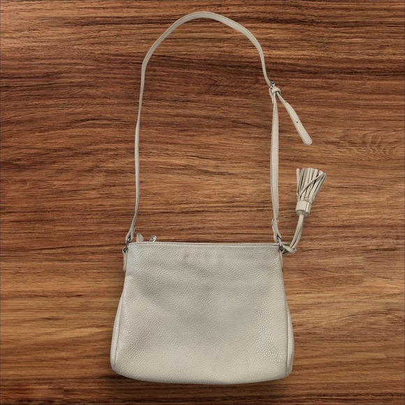 Charming Cream Crossbody Purse with Silver Studs &‎ Tassel Detail - Women's - Picture 2 of 8